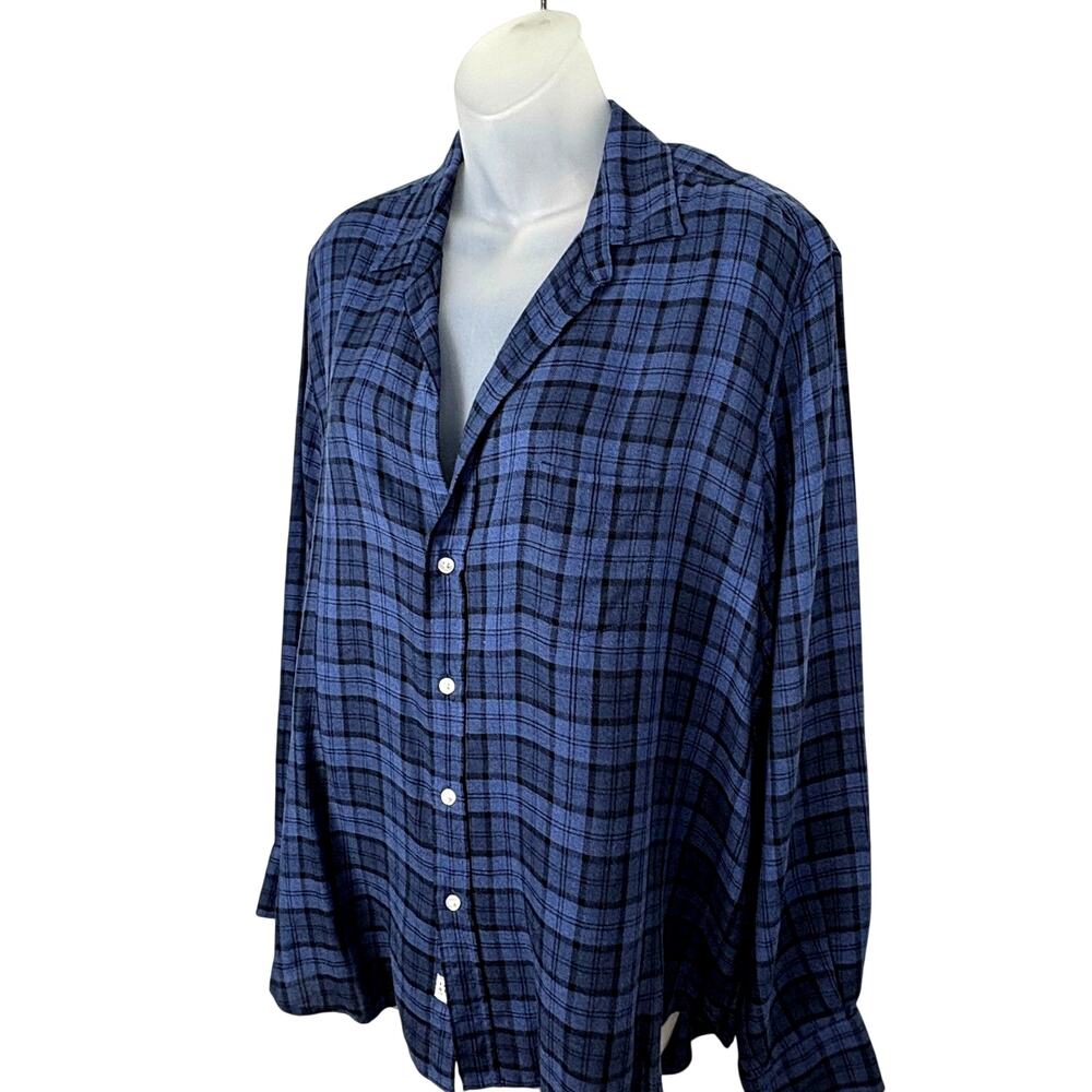 Frank & Eileen EILEEN 100% Modal Relaxed Button-Up Shirt in Blue Plaid L NWOT - Picture 3 of 11